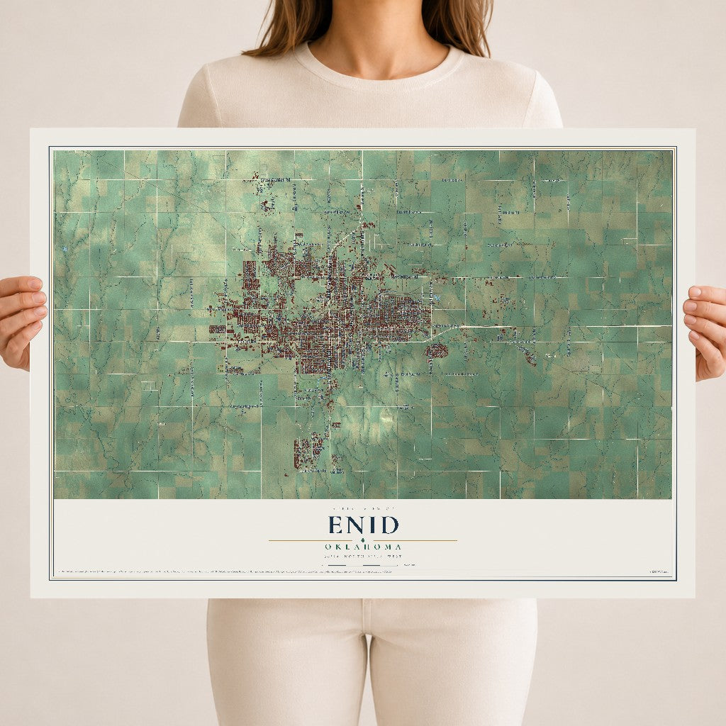 Map of Enid, Oklahoma, 18 x 24 inch unframed archival matte print