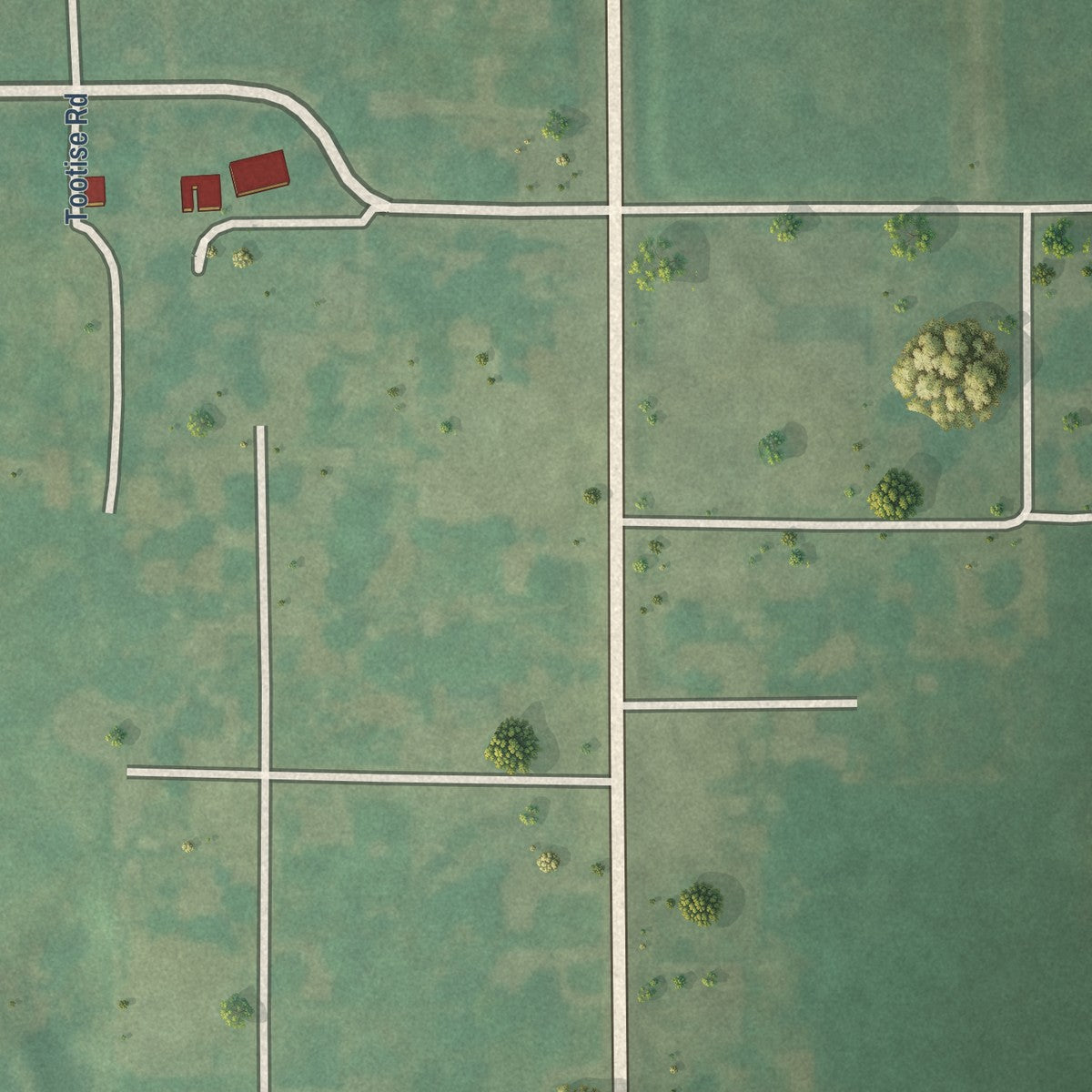 Close-up of the map of Erin Springs, Oklahoma print showing street and building detail