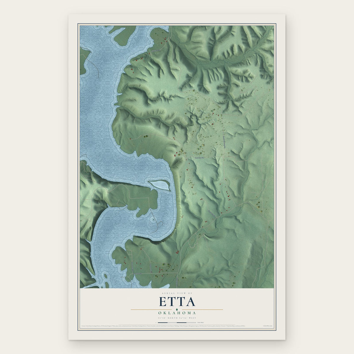 Etta, Oklahoma map print, the full design