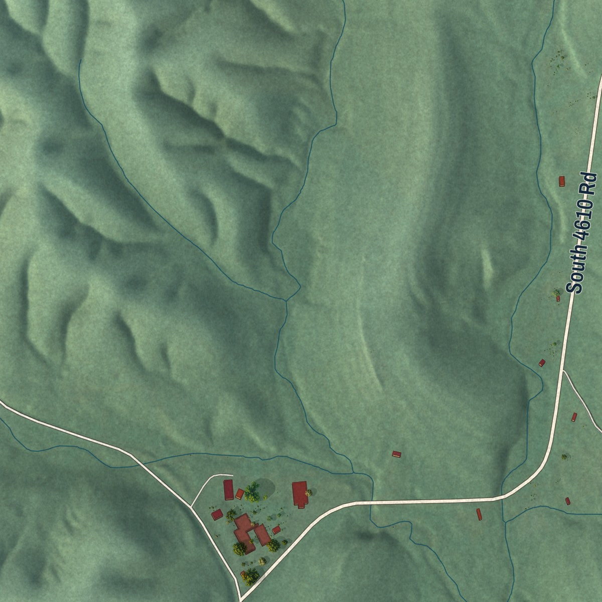 Close-up of the map of Flute Springs, Oklahoma print showing street and building detail