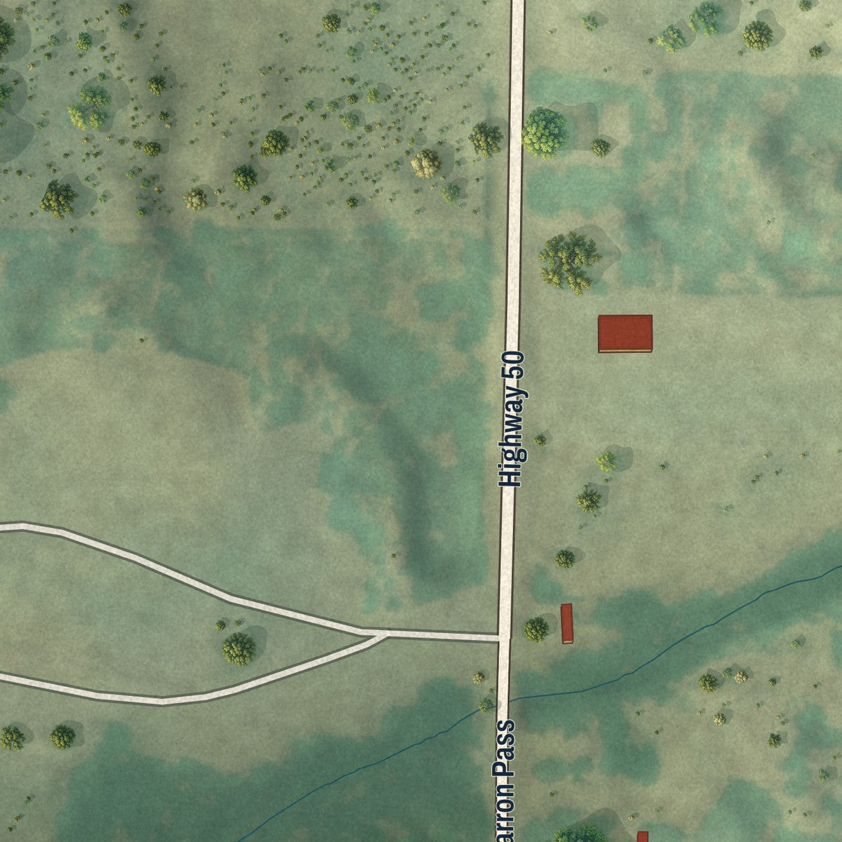 Second close-up of the map of Freedom, Oklahoma print showing more streets and buildings