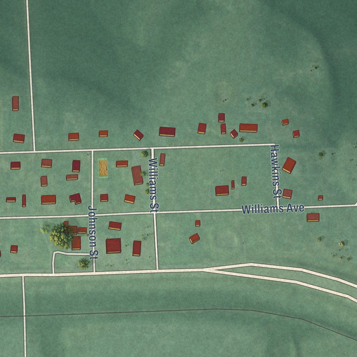 Close-up of the map of Garvin, Oklahoma print showing street and building detail