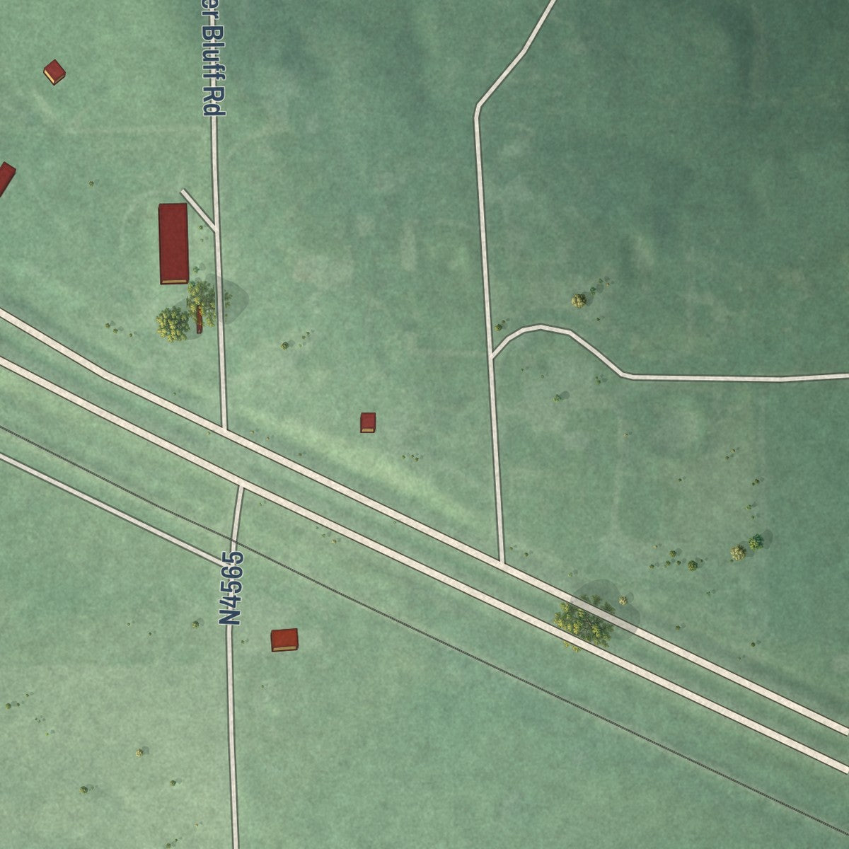 Second close-up of the map of Garvin, Oklahoma print showing more streets and buildings