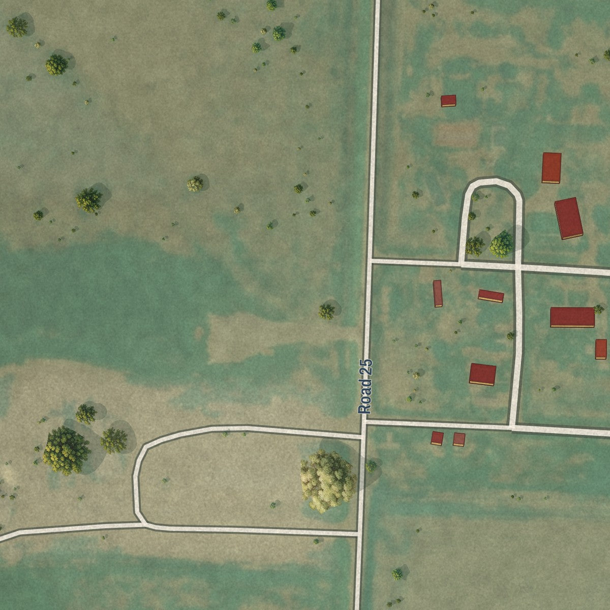 Close-up of the map of Hough, Oklahoma print showing street and building detail