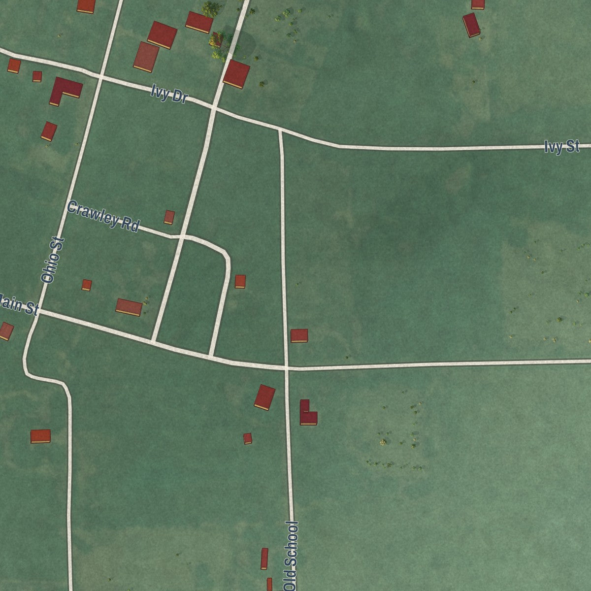 Close-up of the map of Hoyt, Oklahoma print showing street and building detail