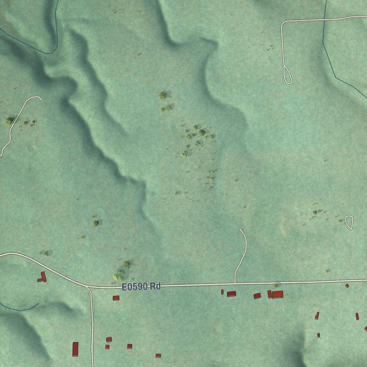 Close-up of the map of Iron Post, Oklahoma print showing street and building detail