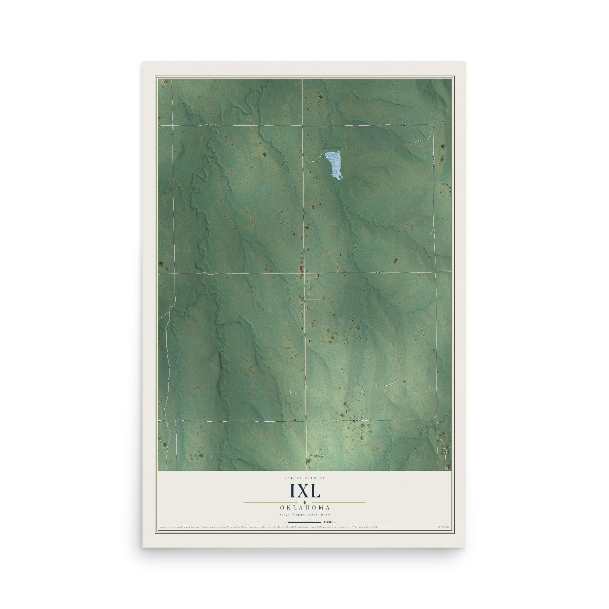 Map of IXL, Oklahoma, 12 x 18 inch unframed archival matte print