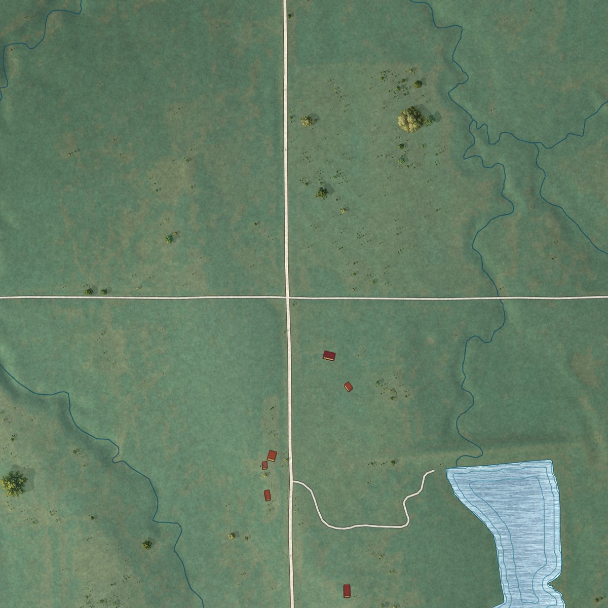 Second close-up of the map of IXL, Oklahoma print showing more streets and buildings