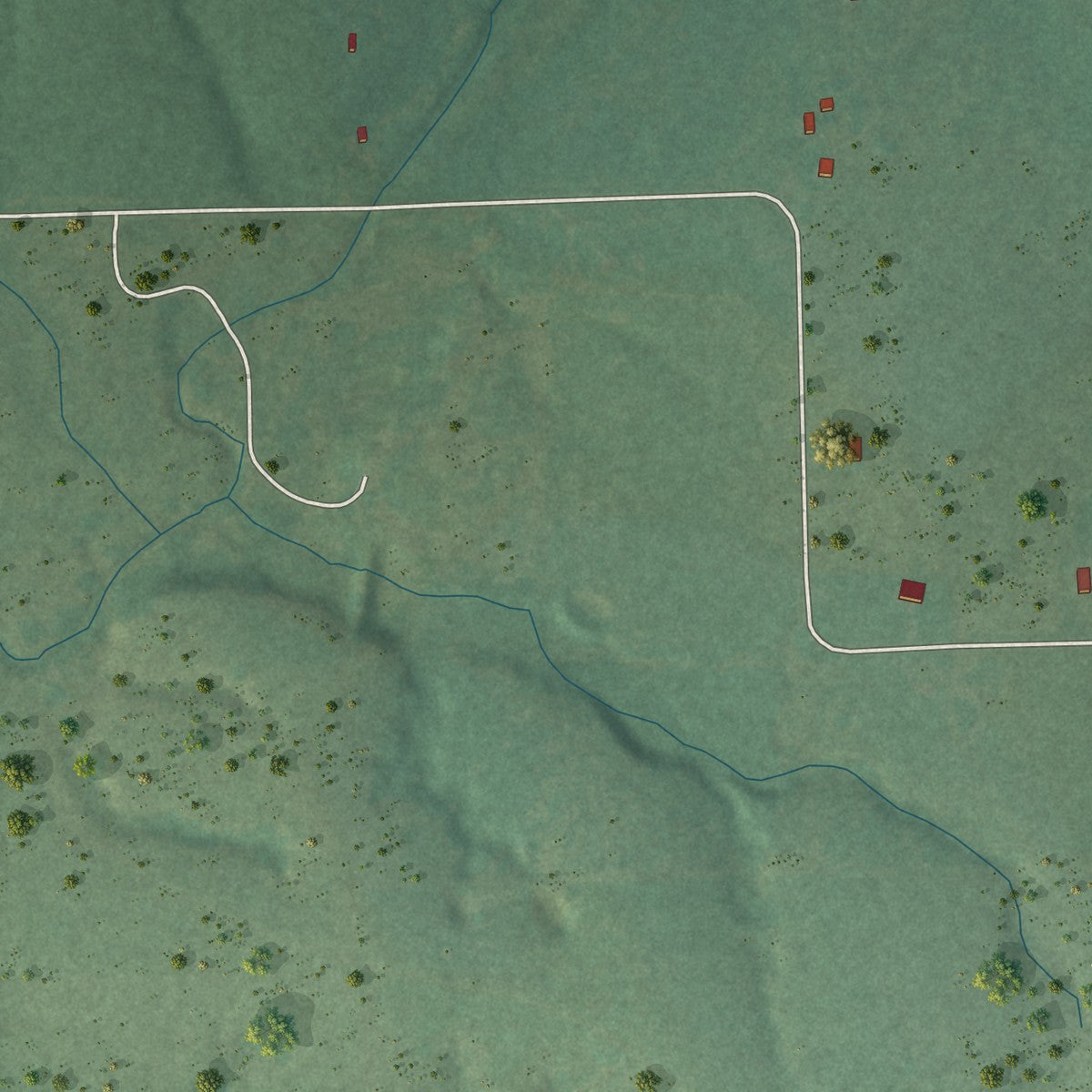 Close-up of the map of Johnson Prairie, Oklahoma print showing street and building detail