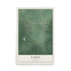 Map of Kansas, Oklahoma, 12 x 18 inch unframed archival matte print