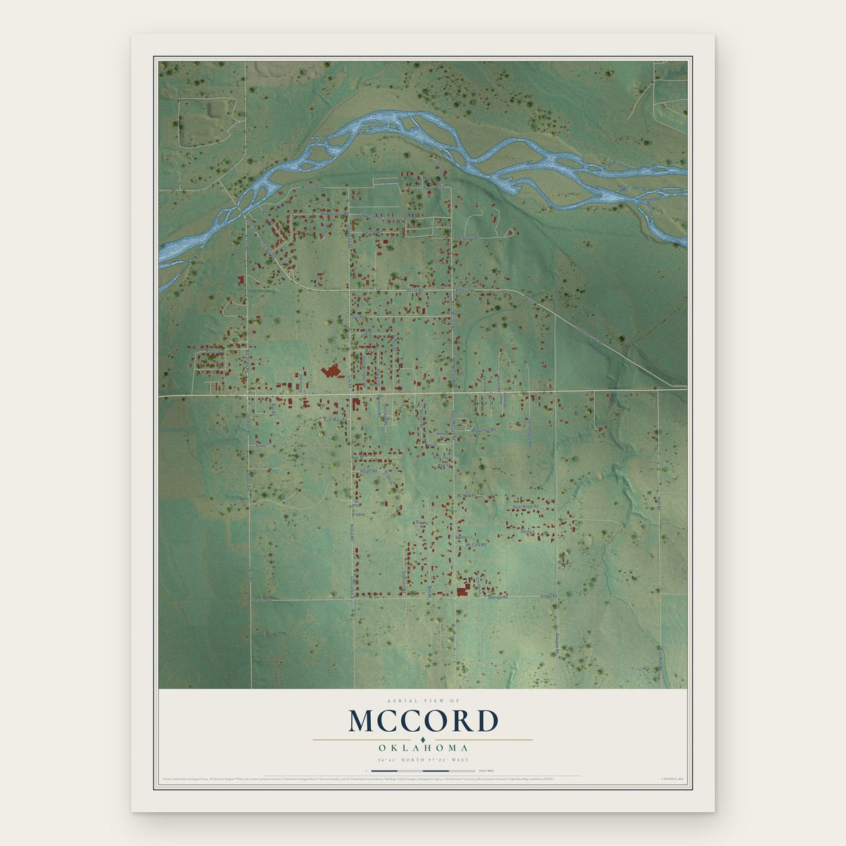McCord, Oklahoma map print, the full design