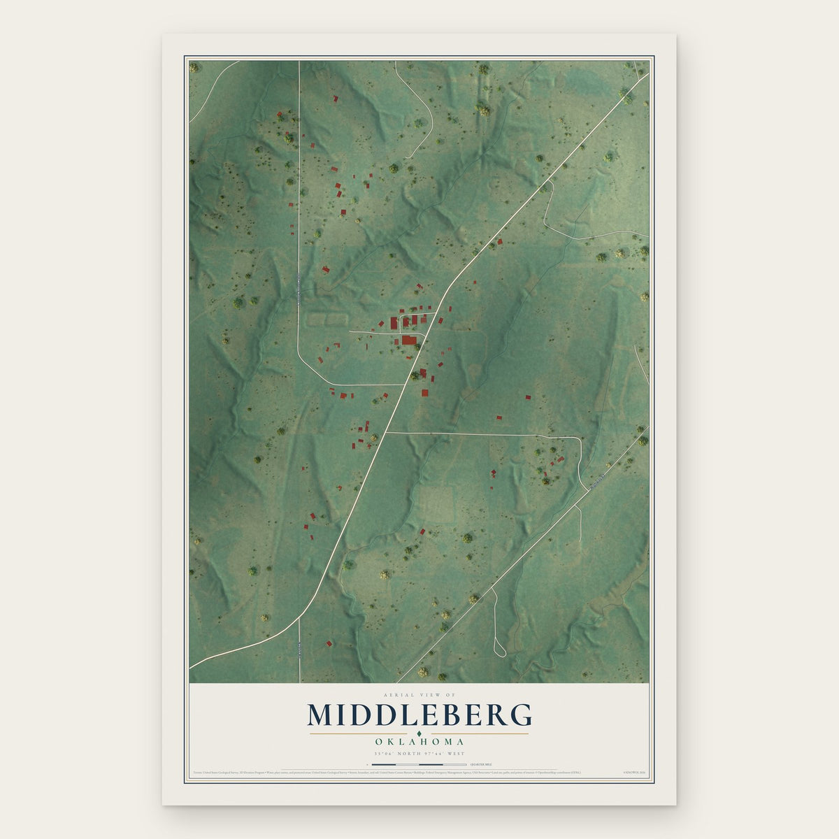 Middleberg, Oklahoma map print, the full design