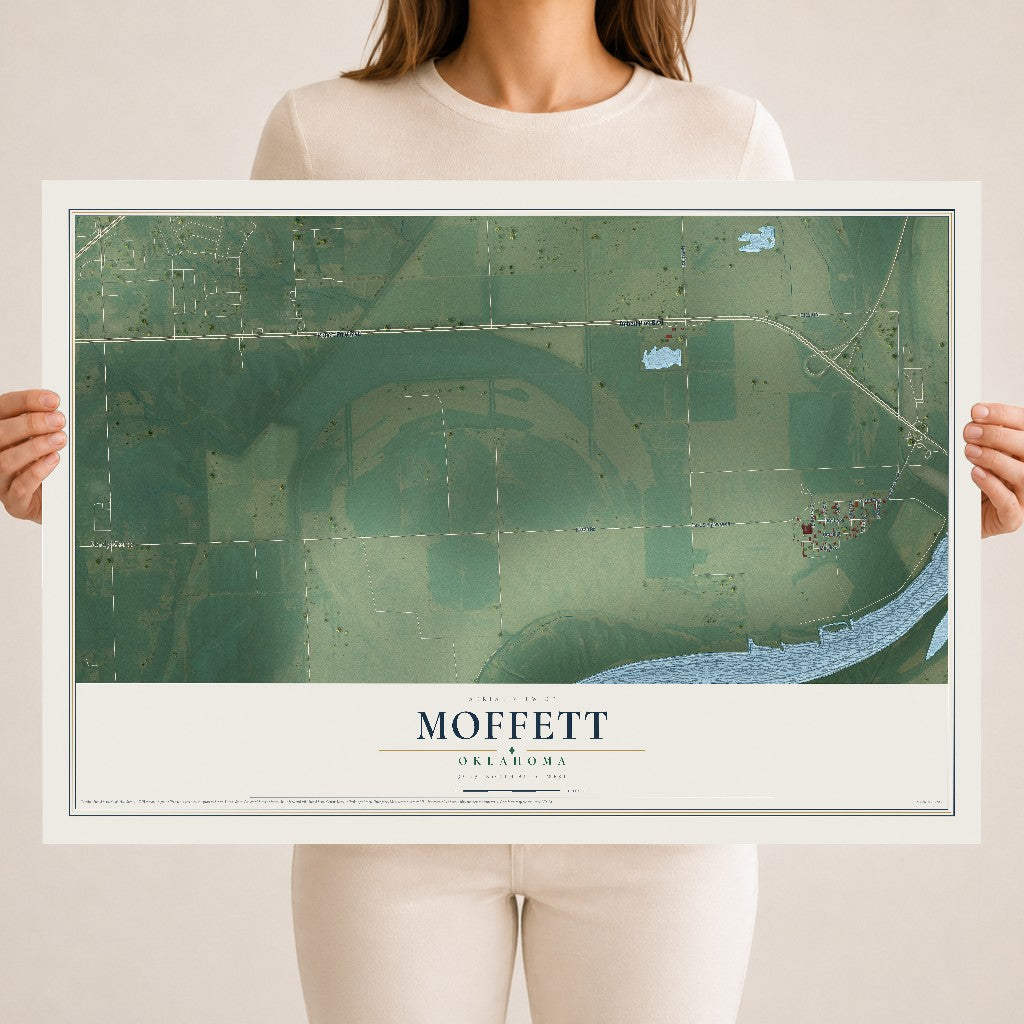 Map of Moffett, Oklahoma, 18 x 24 inch unframed archival matte print