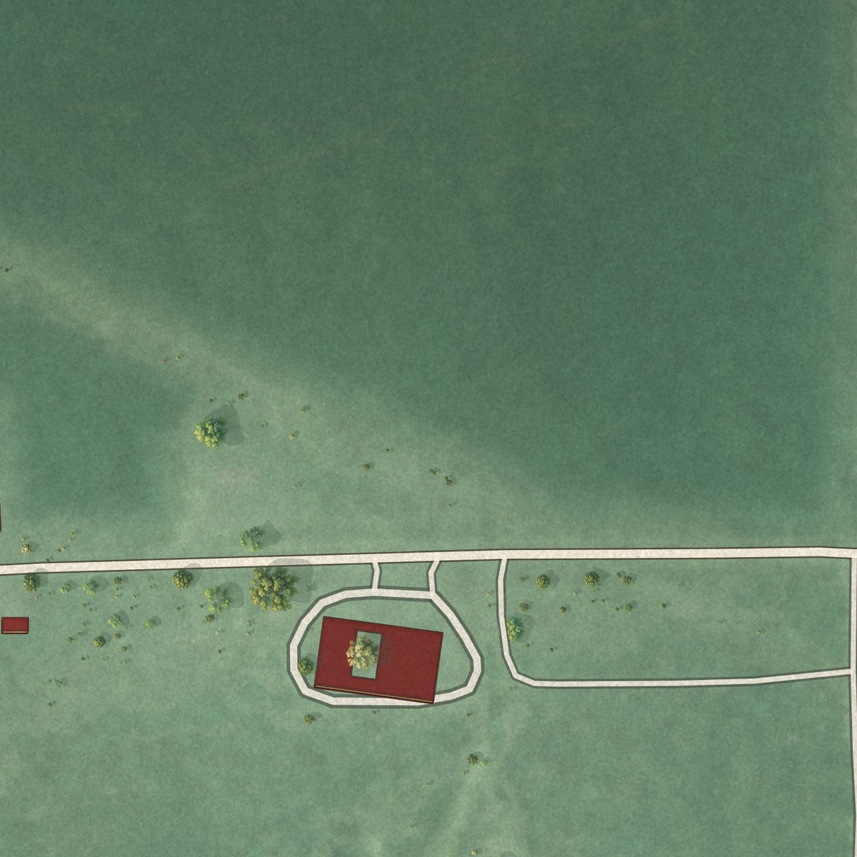 Close-up of the map of Nashoba, Oklahoma print showing street and building detail