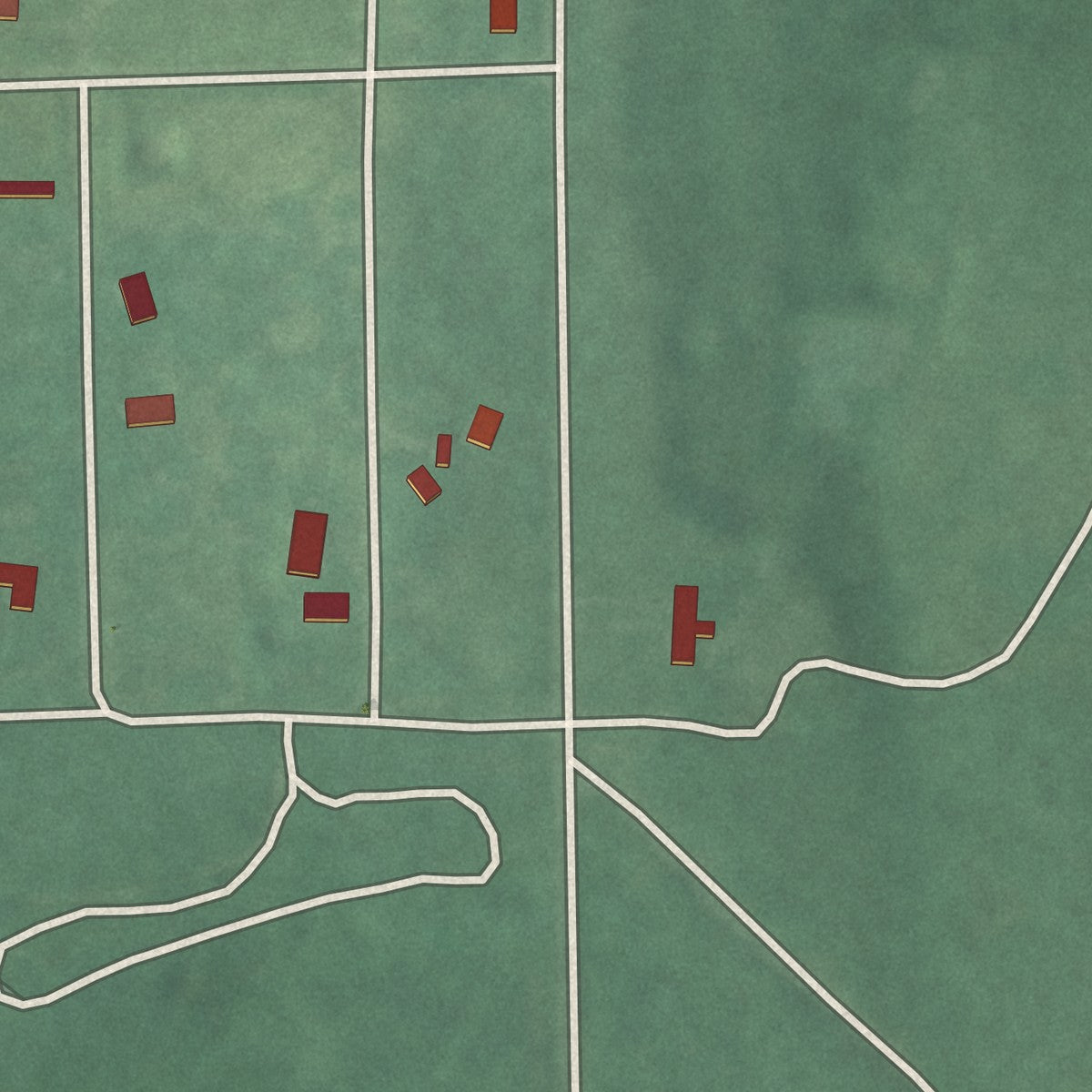 Close-up of the map of Nelagoney, Oklahoma print showing street and building detail