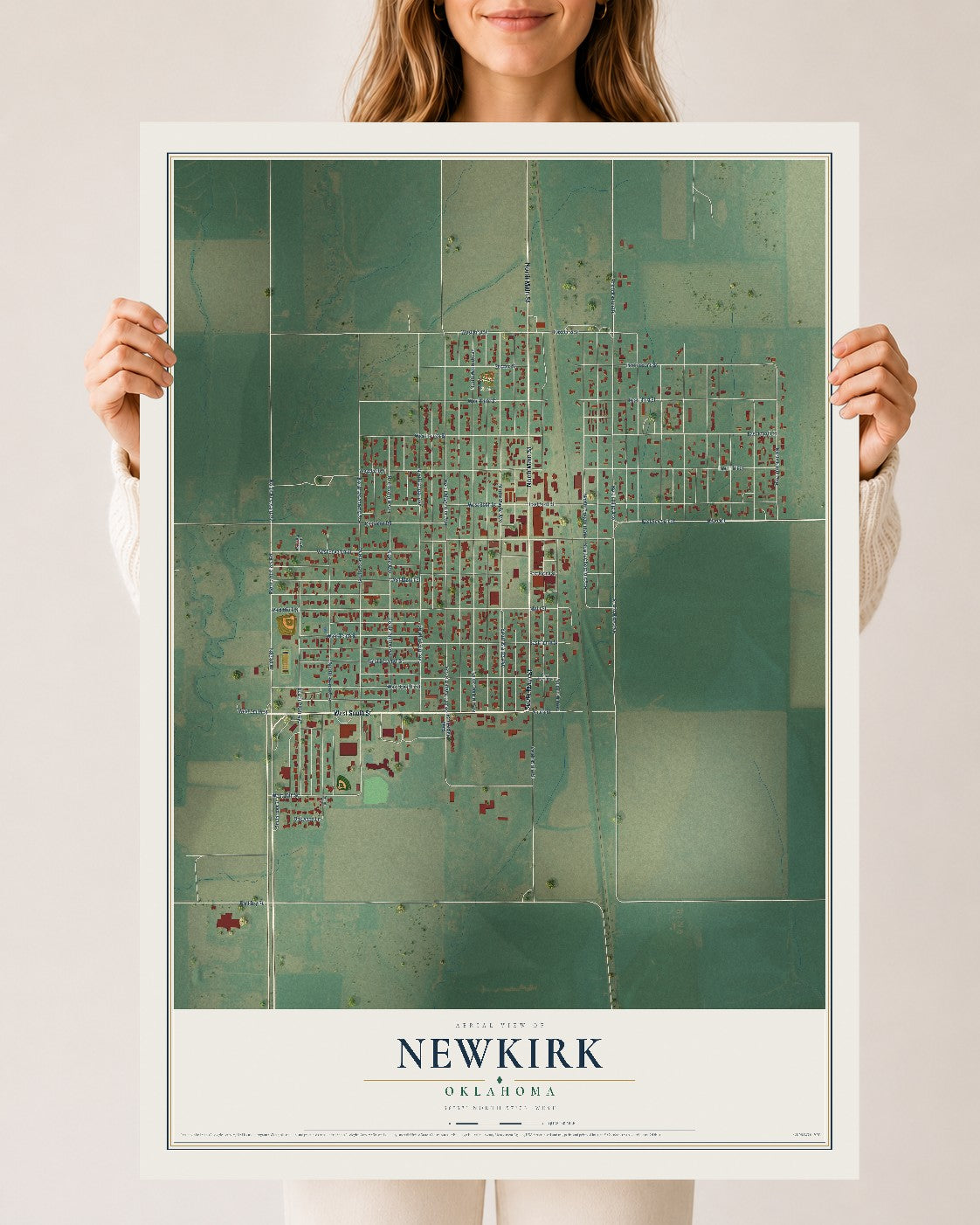 Map of Newkirk, Oklahoma, 24 x 36 inch unframed archival matte print