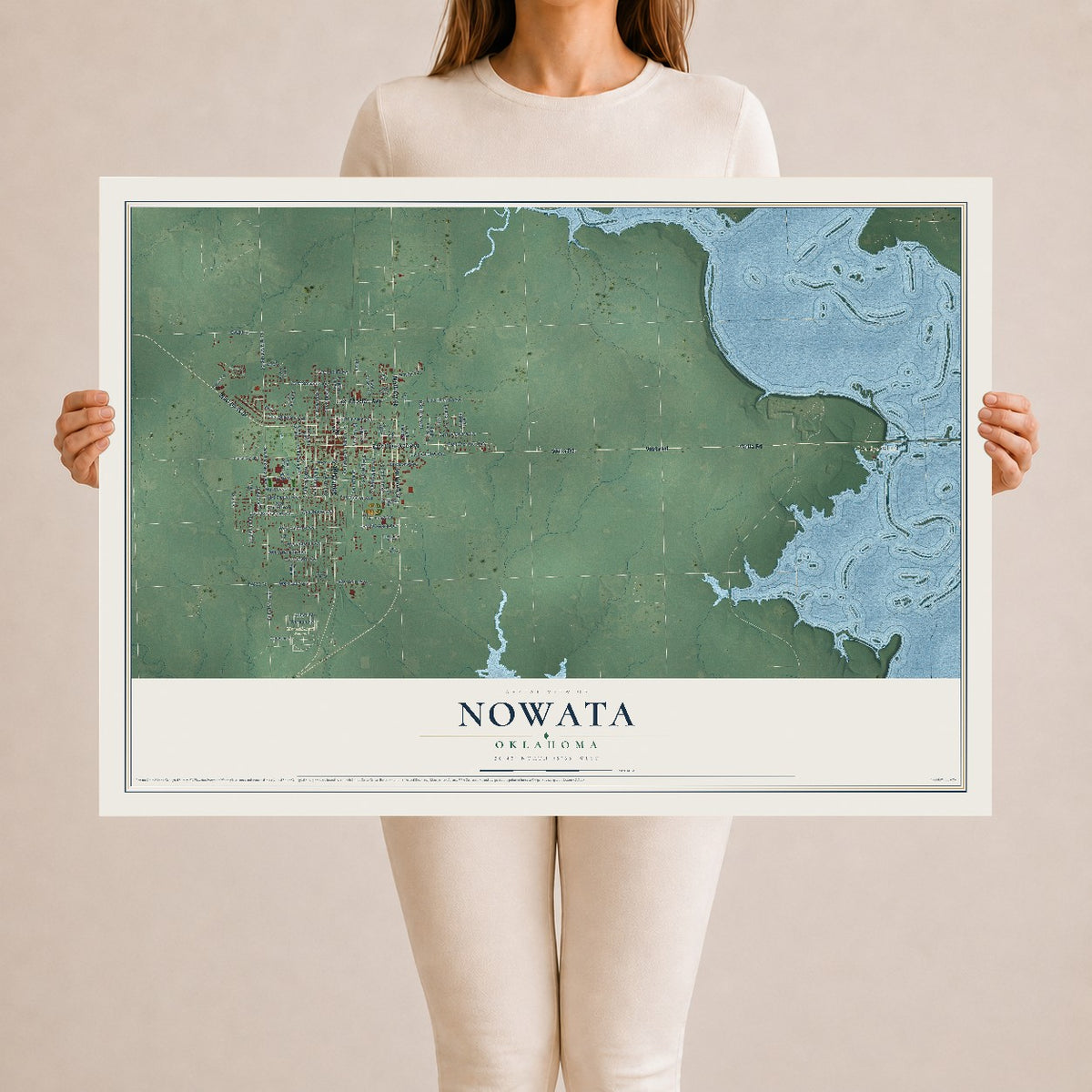 Map of Nowata, Oklahoma, 24 x 36 inch unframed archival matte print