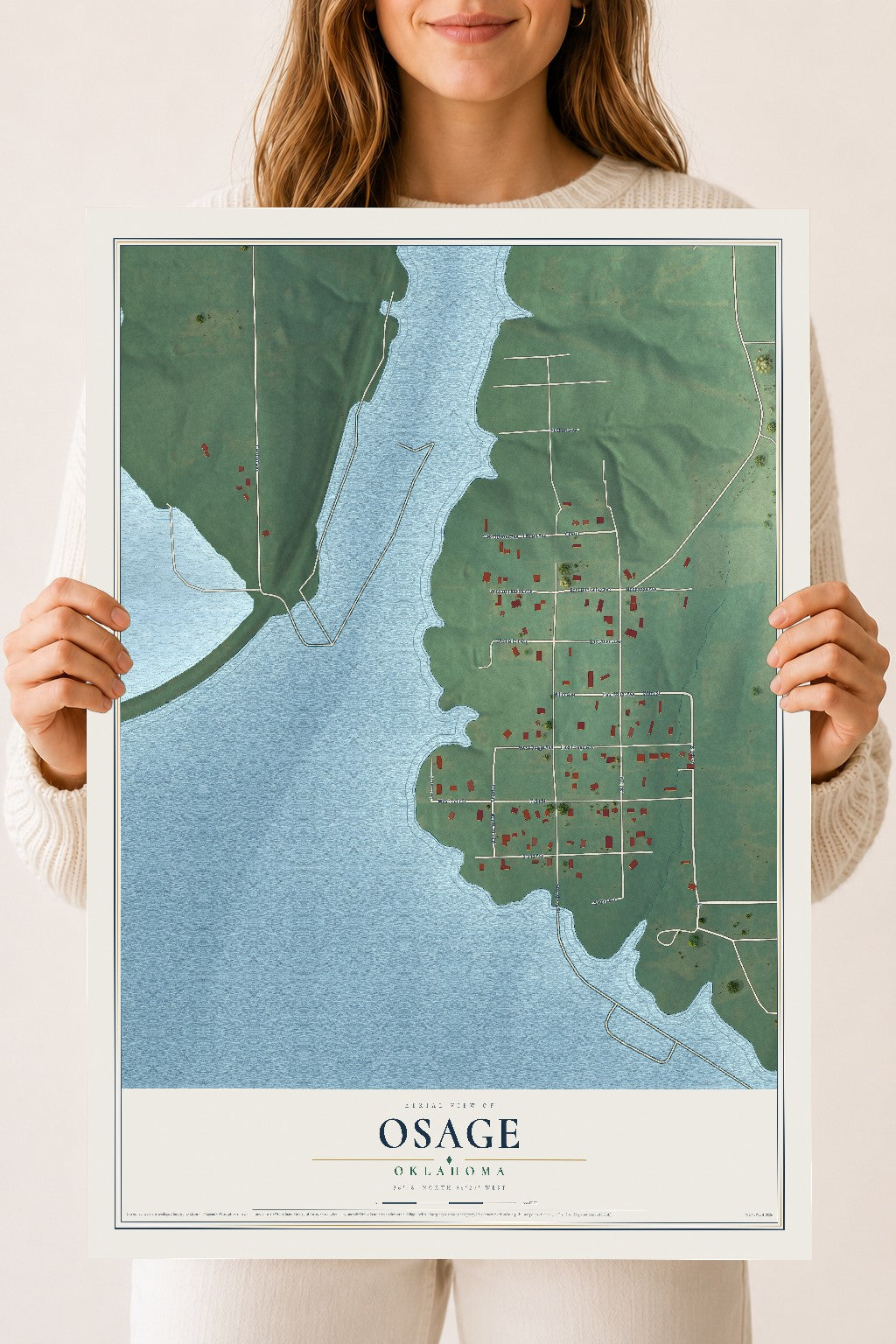 Map of Osage, Oklahoma, 18 x 24 inch unframed archival matte print