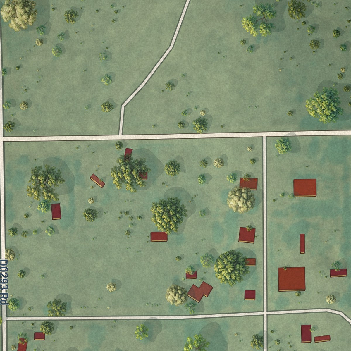 Close-up of the map of Pershing, Oklahoma print showing street and building detail