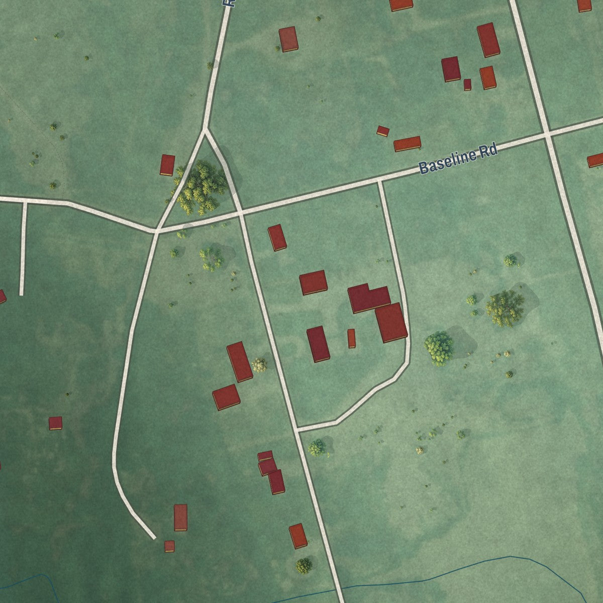Close-up of the map of Phillips, Oklahoma print showing street and building detail