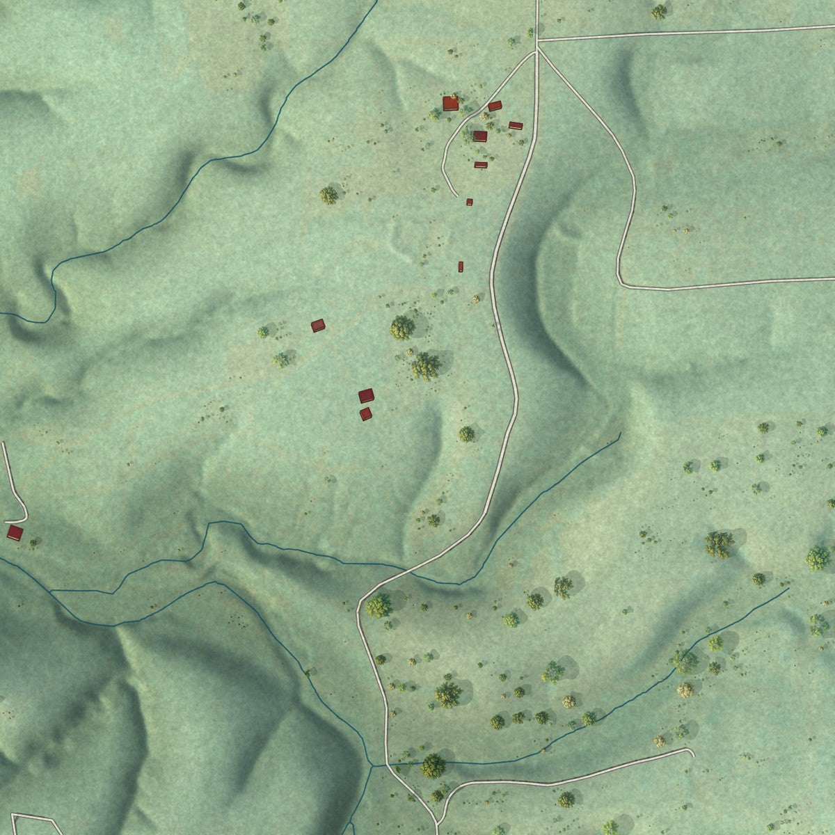 Close-up of the map of Piney, Oklahoma print showing street and building detail