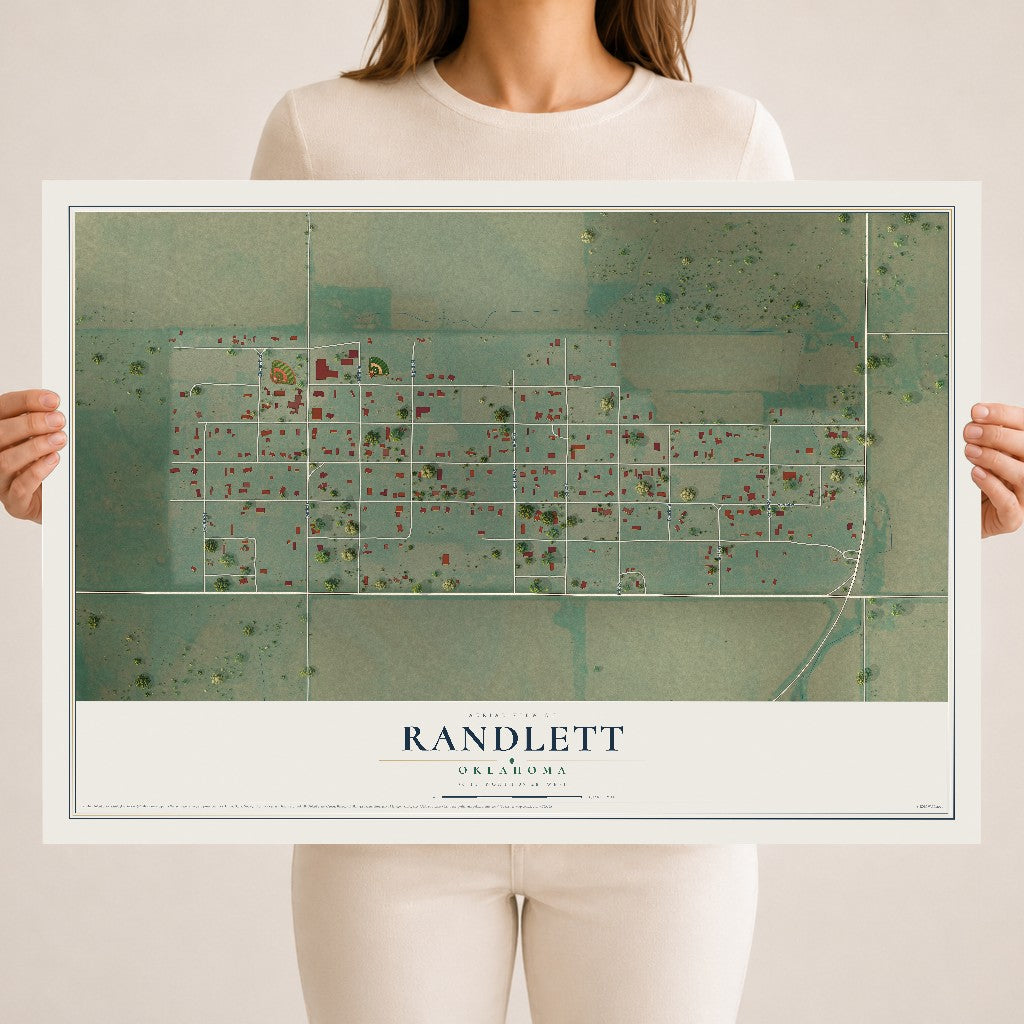 Map of Randlett, Oklahoma, 18 x 24 inch unframed archival matte print