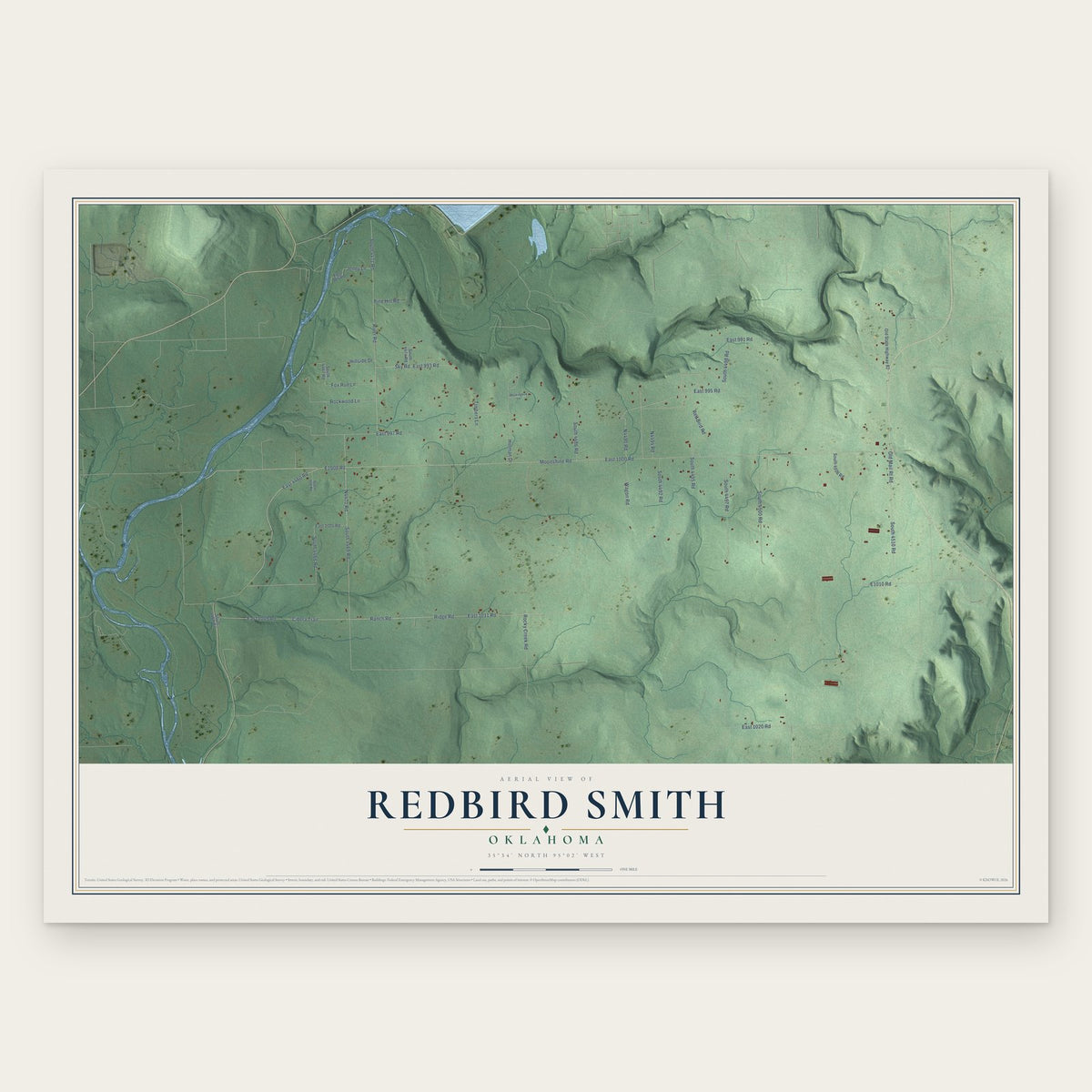 Redbird Smith, Oklahoma map print, the full design