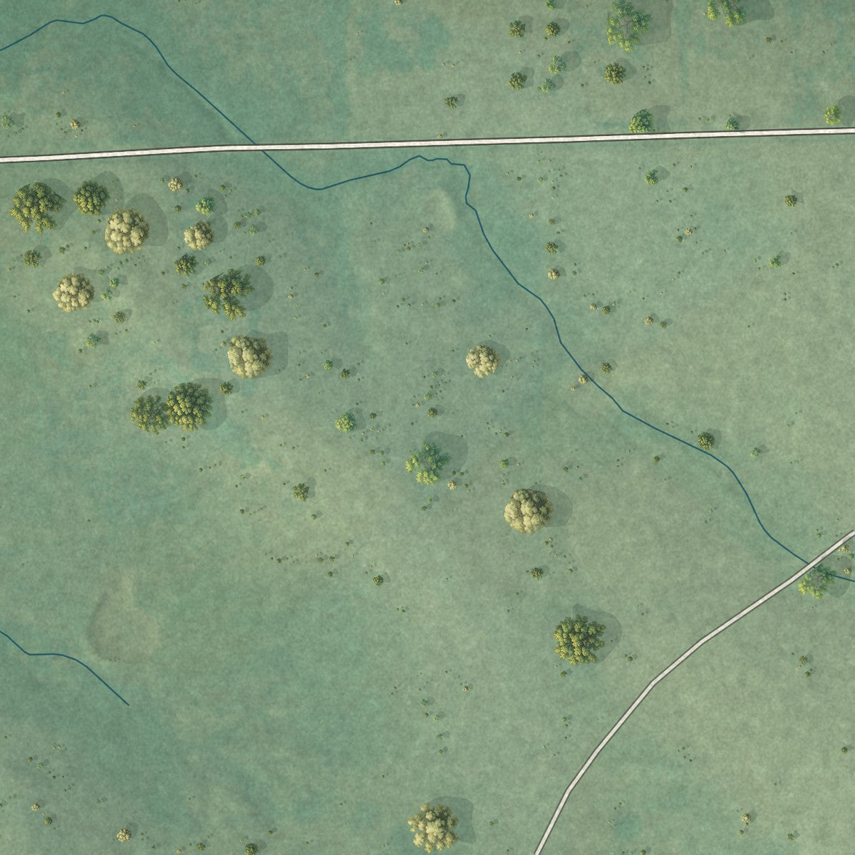Second close-up of the map of Rentiesville, Oklahoma print showing more streets and buildings