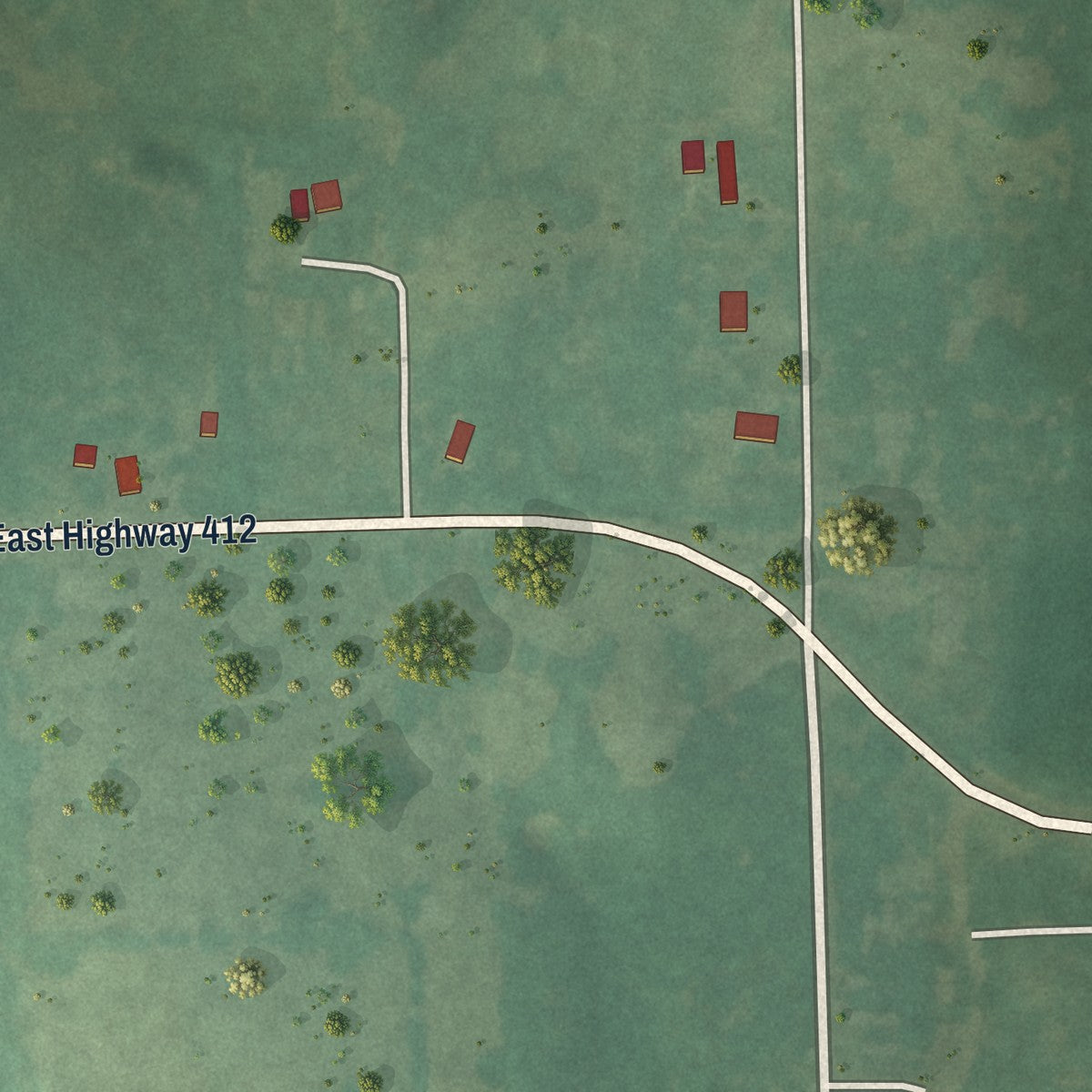 Close-up of the map of Sams Corner, Oklahoma print showing street and building detail