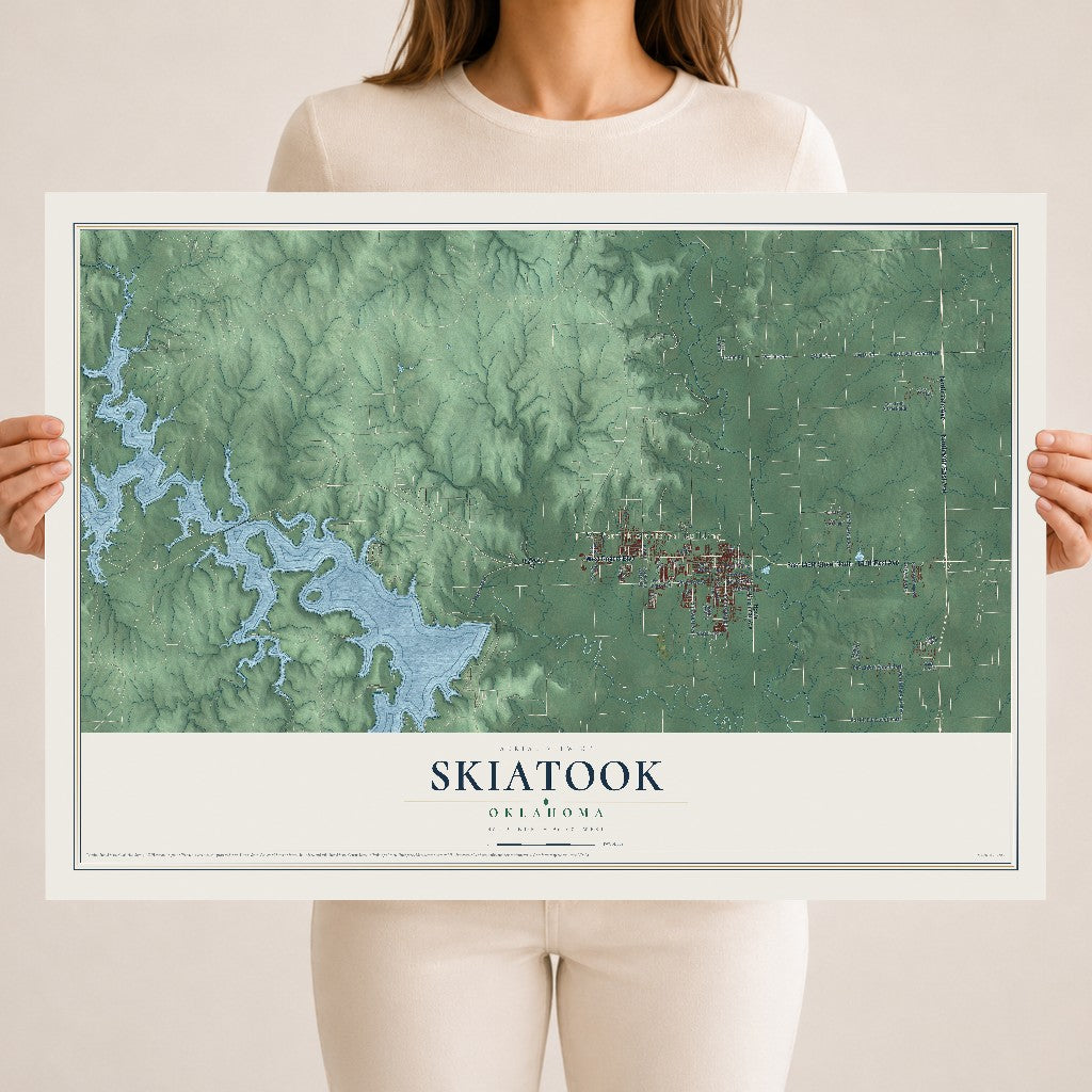 Map of Skiatook, Oklahoma, 18 x 24 inch unframed archival matte print