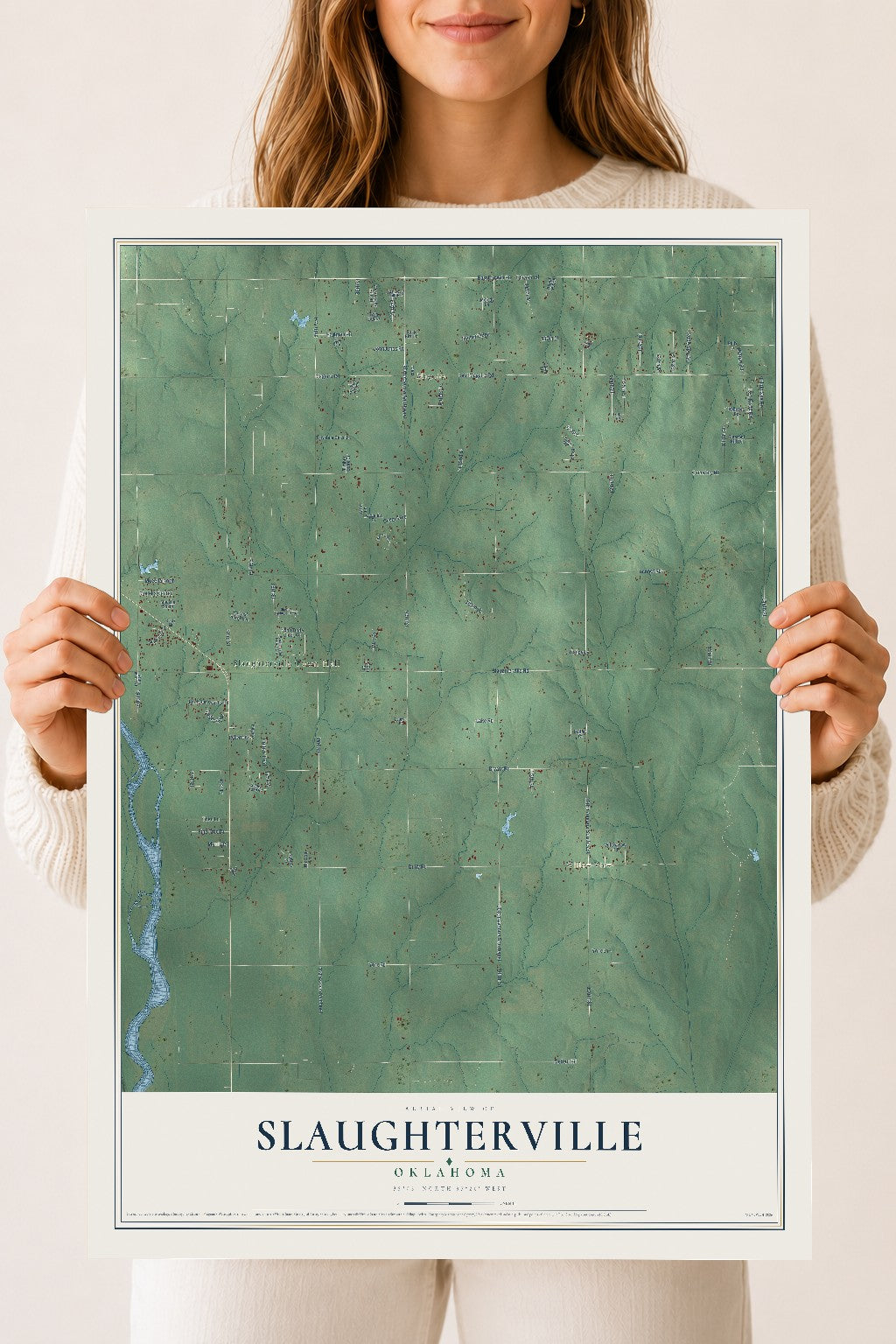Map of Slaughterville, Oklahoma, 18 x 24 inch unframed archival matte print