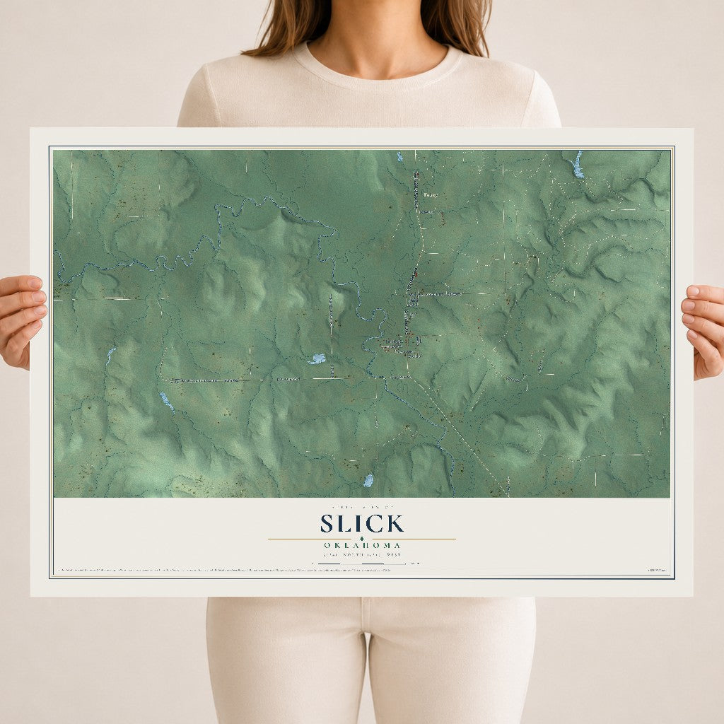 Map of Slick, Oklahoma, 18 x 24 inch unframed archival matte print