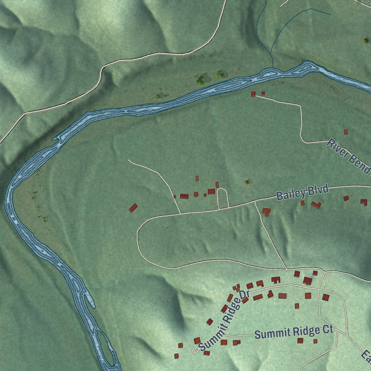 Close-up of the map of Sparrowhawk, Oklahoma print showing street and building detail