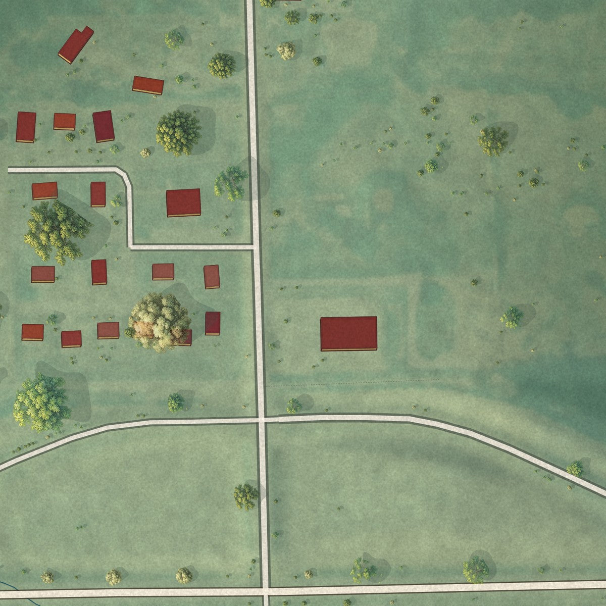 Second close-up of the map of Stonewall, Oklahoma print showing more streets and buildings