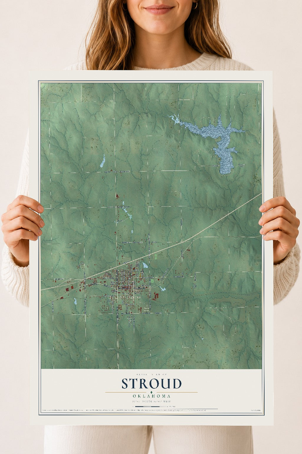 Map of Stroud, Oklahoma, 18 x 24 inch unframed archival matte print