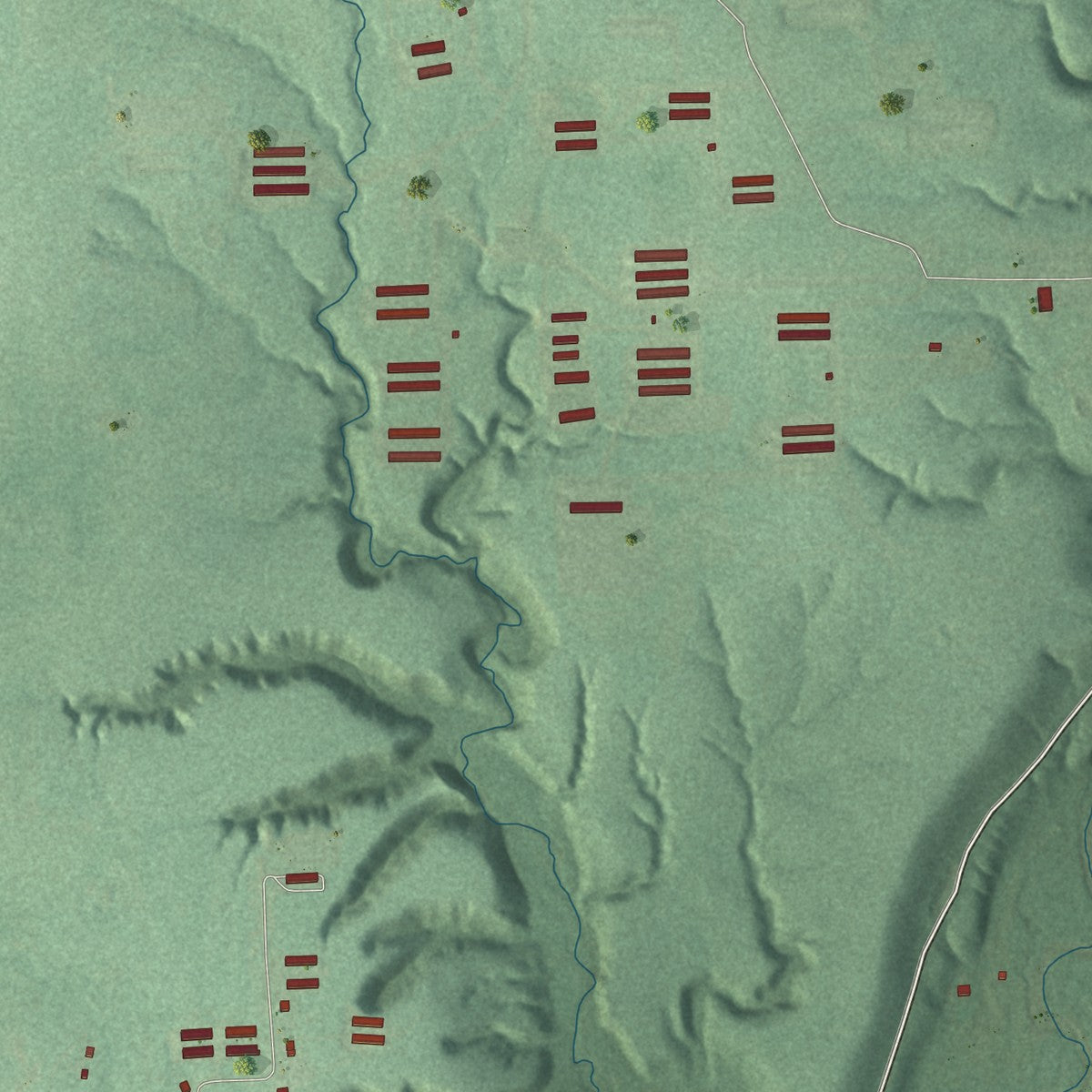 Close-up of the map of Teresita, Oklahoma print showing street and building detail