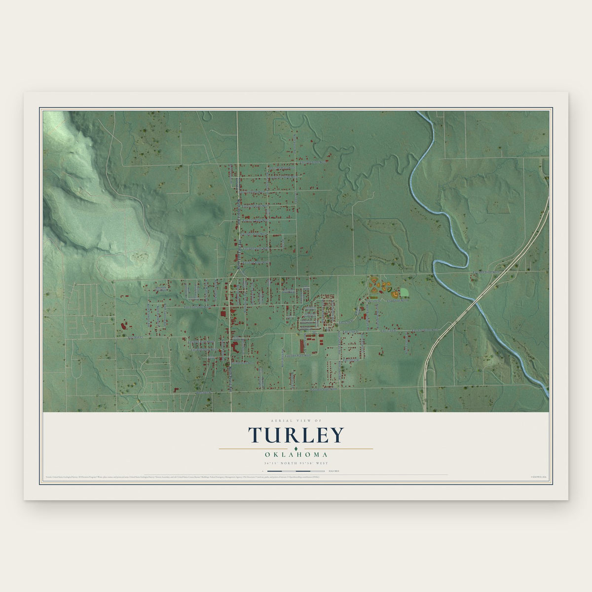 Turley, Oklahoma map print, the full design