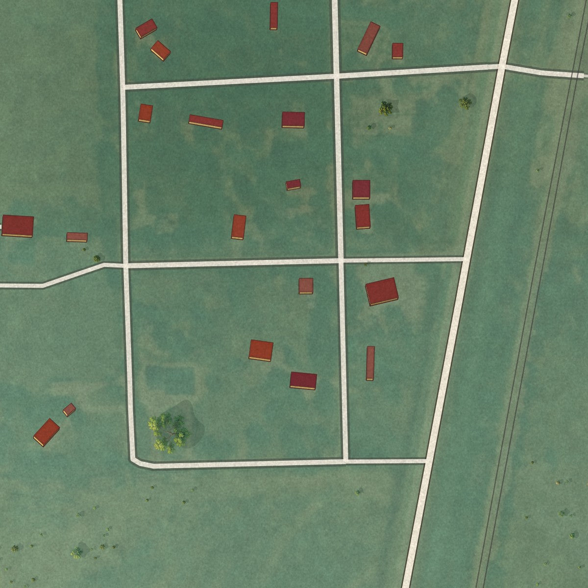 Close-up of the map of Watova, Oklahoma print showing street and building detail