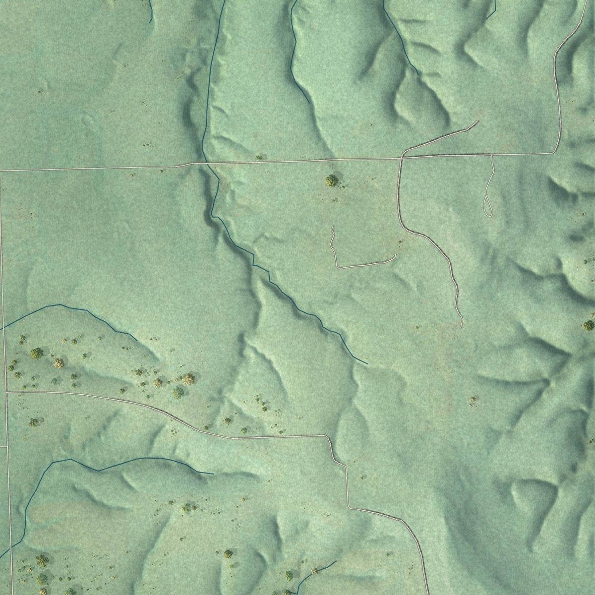 Close-up of the map of Wauhillau, Oklahoma print showing street and building detail