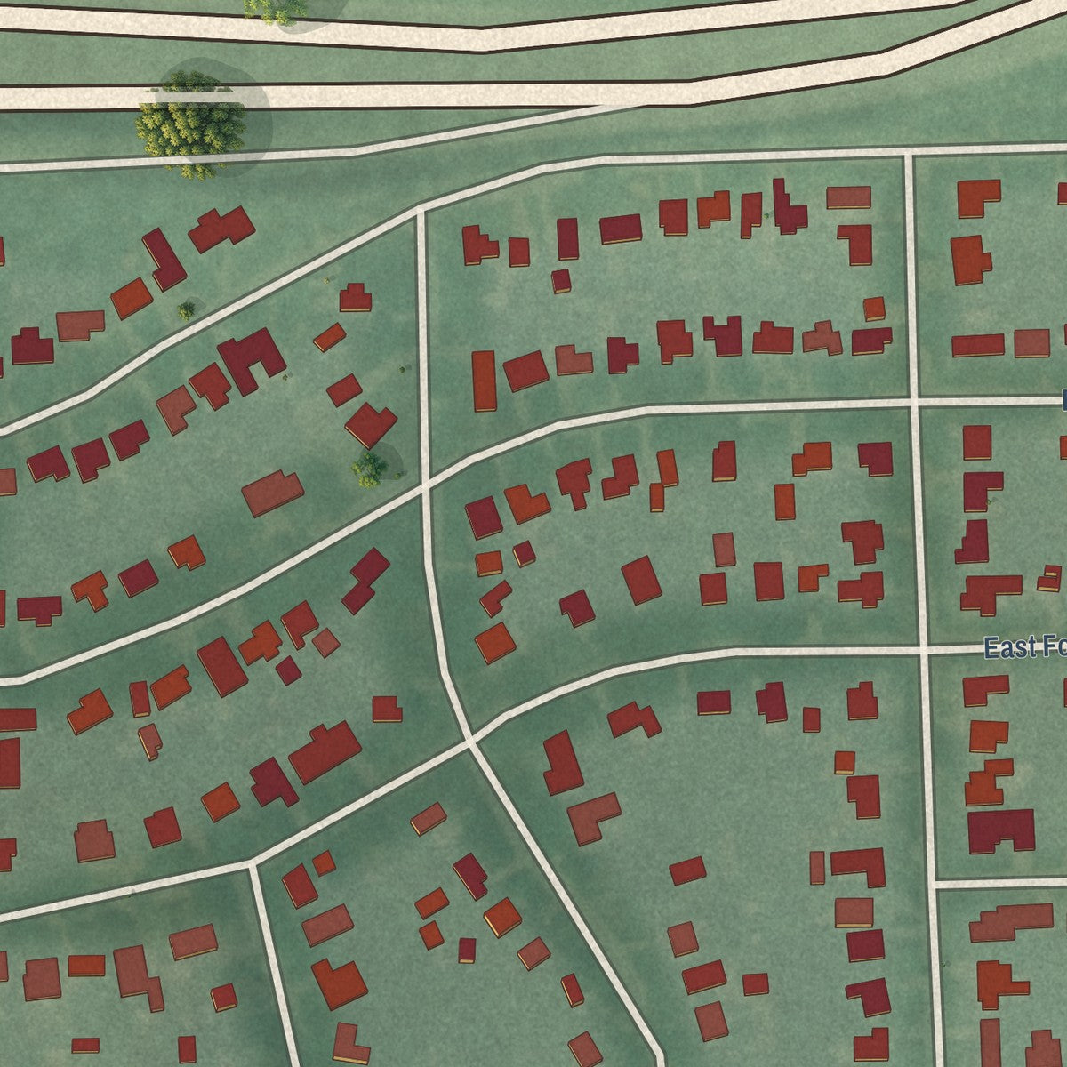 Close-up of the map of White City, Oklahoma print showing street and building detail