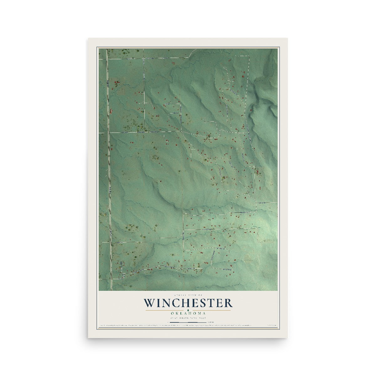 Map of Winchester, Oklahoma, 12 x 18 inch unframed archival matte print
