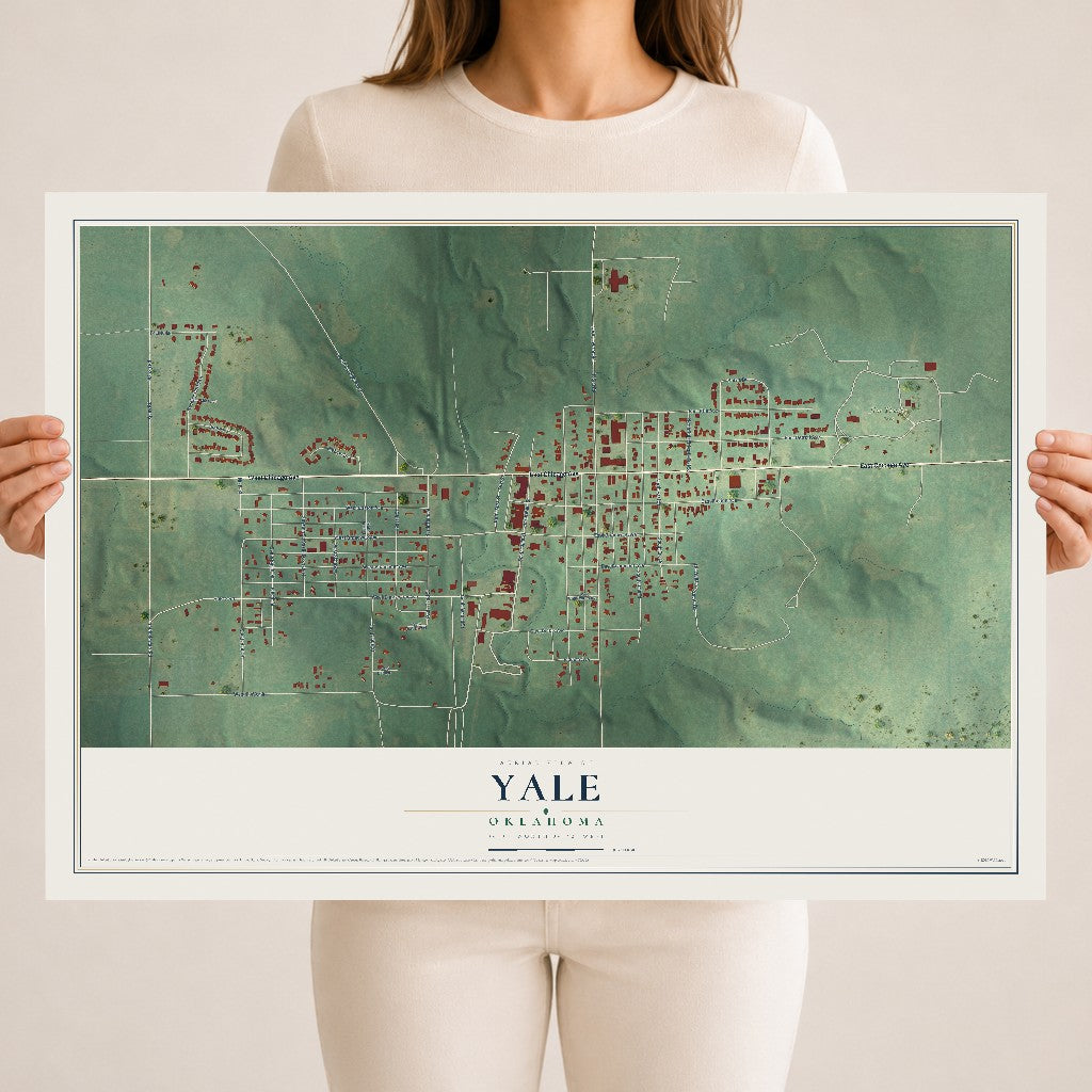 Map of Yale, Oklahoma, 18 x 24 inch unframed archival matte print