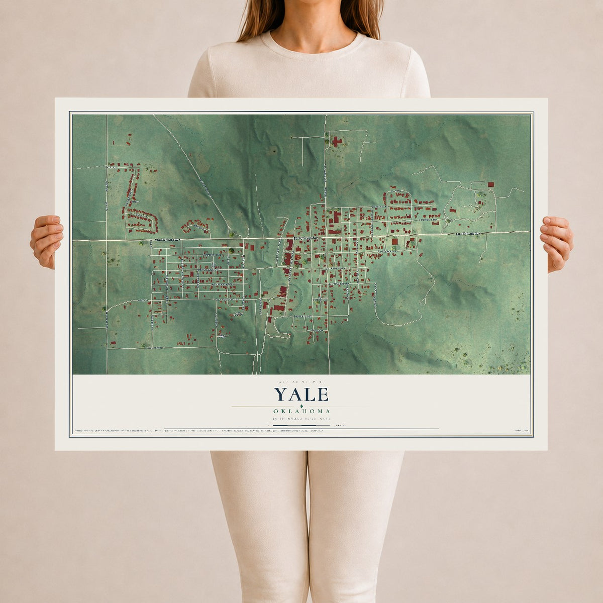 Map of Yale, Oklahoma, 24 x 36 inch unframed archival matte print