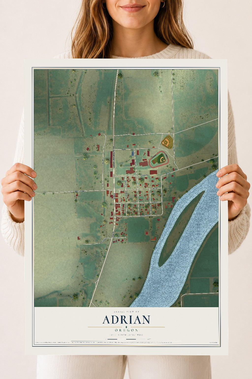 Map of Adrian, Oregon, 18 x 24 inch unframed archival matte print