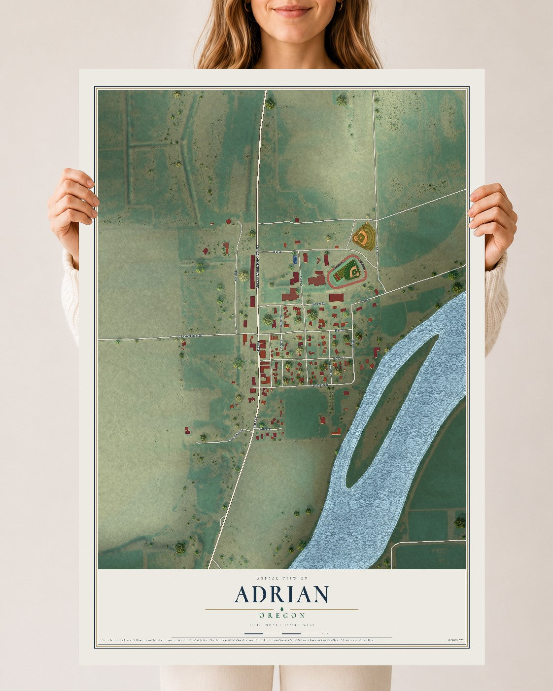 Map of Adrian, Oregon, 24 x 36 inch unframed archival matte print