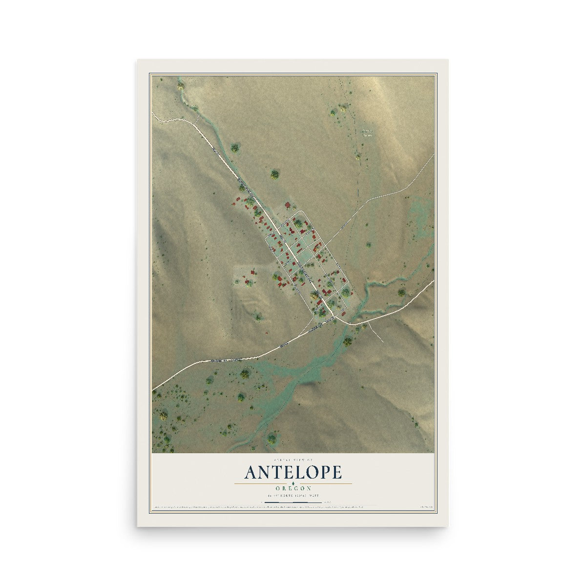 Map of Antelope, Oregon, 12 x 18 inch unframed archival matte print