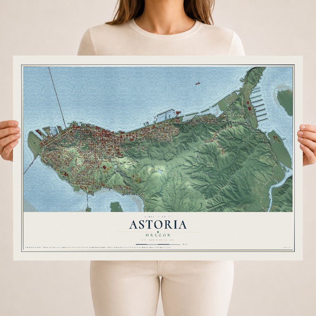 Map of Astoria, Oregon, 18 x 24 inch unframed archival matte print