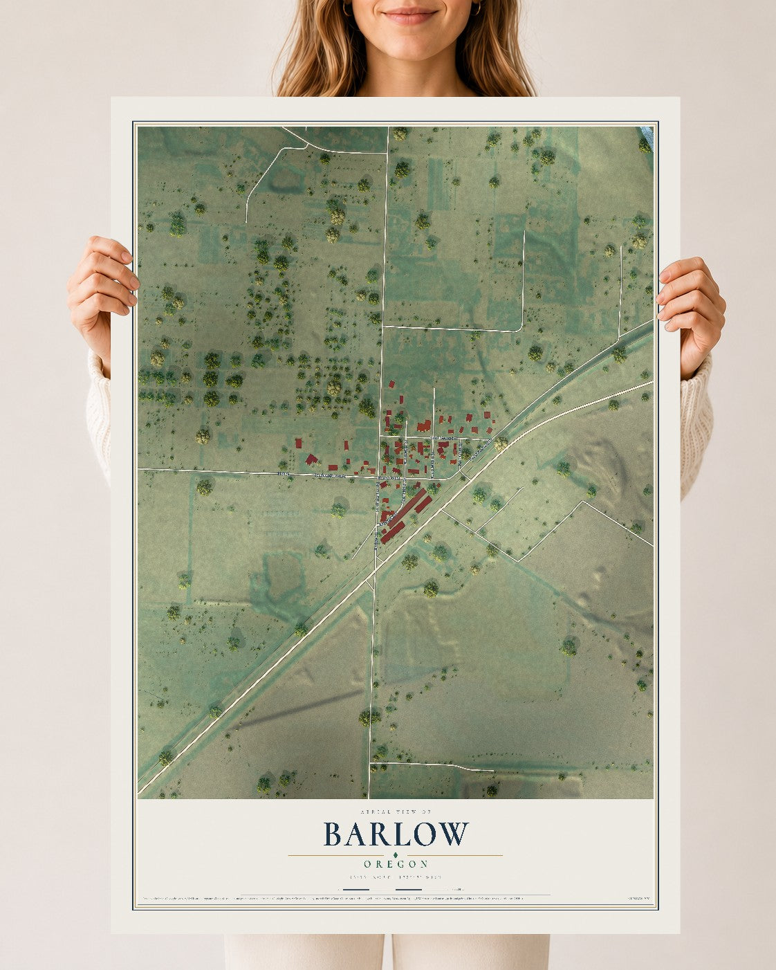 Map of Barlow, Oregon, 24 x 36 inch unframed archival matte print