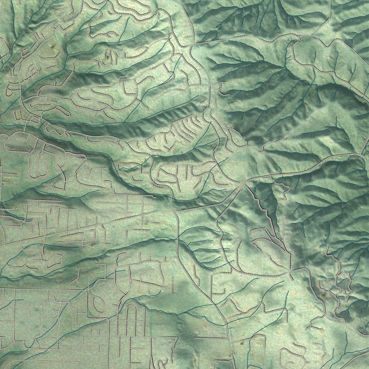 Second close-up of the map of Beaverton, Oregon print showing more streets and buildings