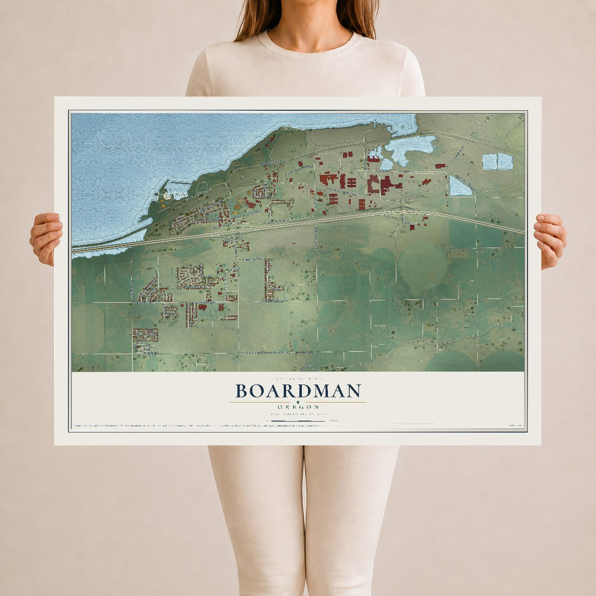 Map of Boardman, Oregon, 24 x 36 inch unframed archival matte print